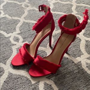 Satin red sandals